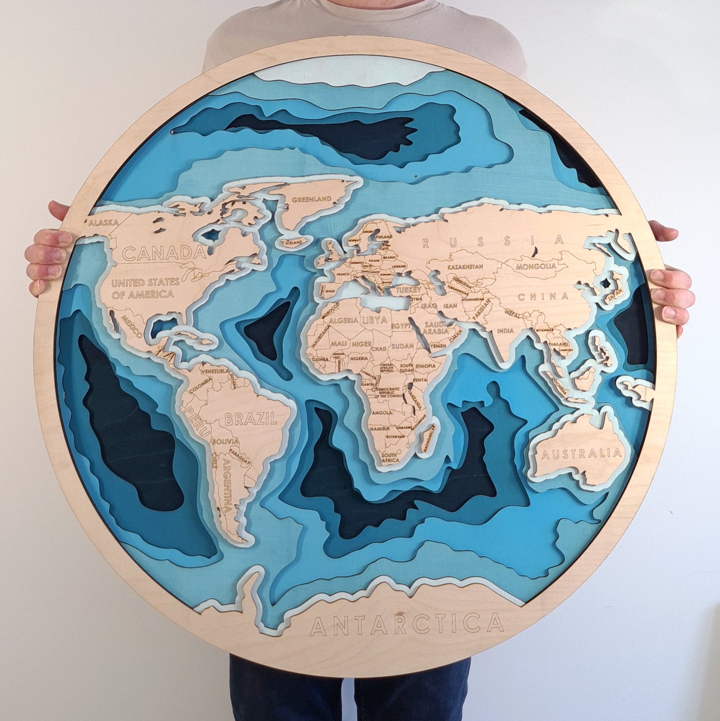 Topographic map - 3D world map wall art, wood framed art, personalized gift - Customizable for parents anniversary gift for christmas