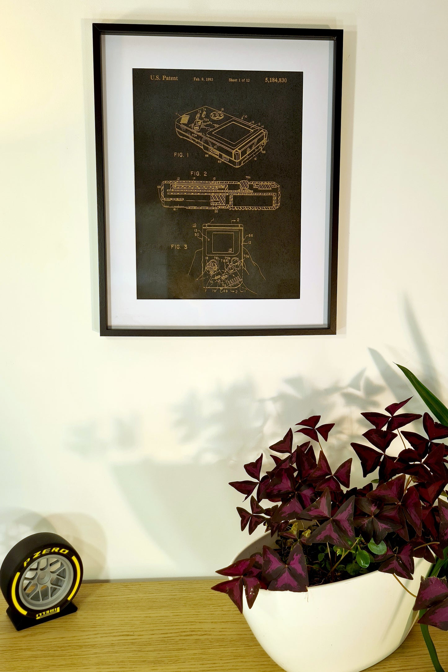 Game Boy game console retro wall art - decorative patent framed wood engraving - Unique boyfriend gift for him retrogaming