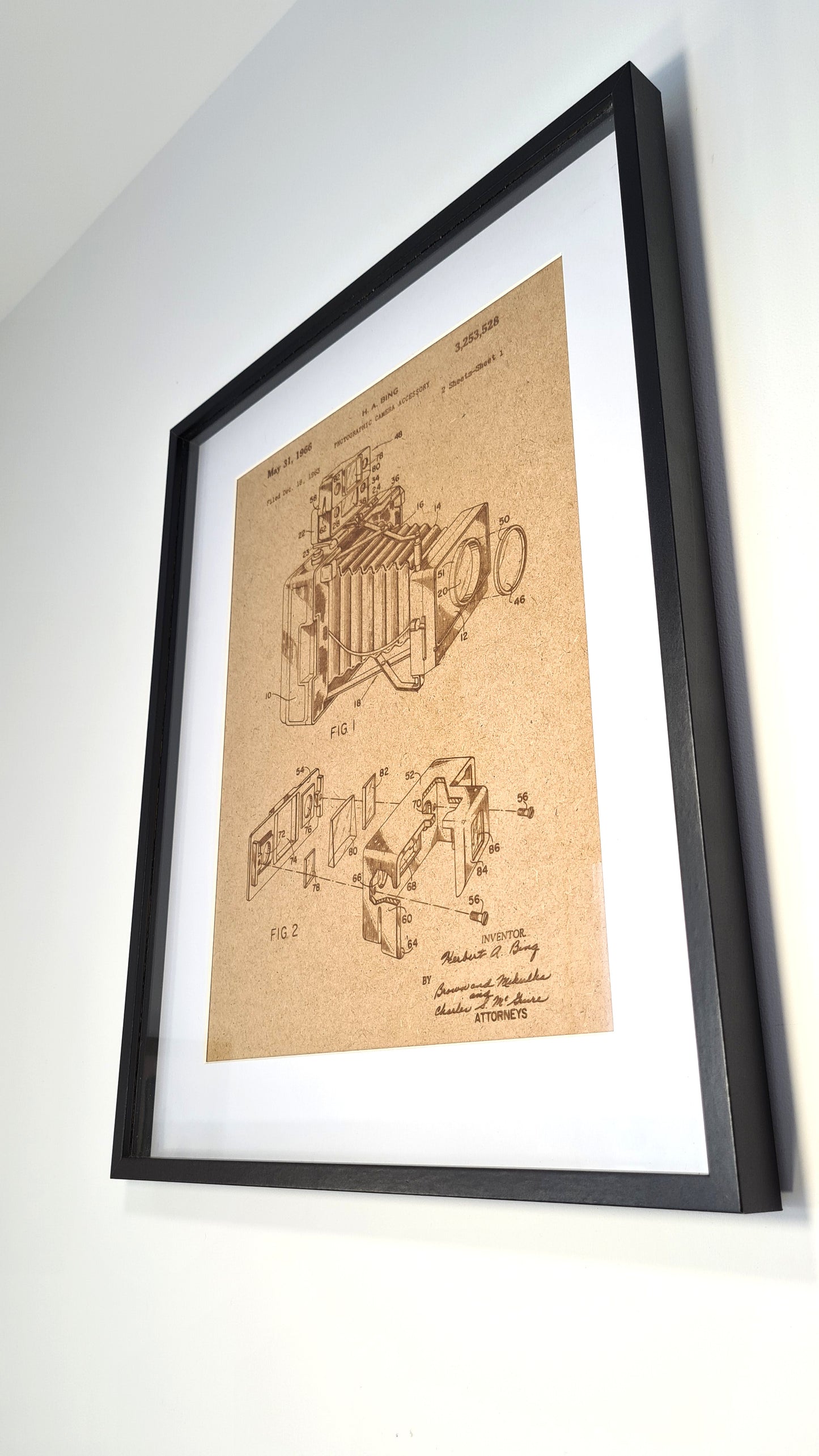 Laser Engraved Frame - Official Camera Patent - Unique Decor Gift for Living Room, Bedroom, and Dining Room