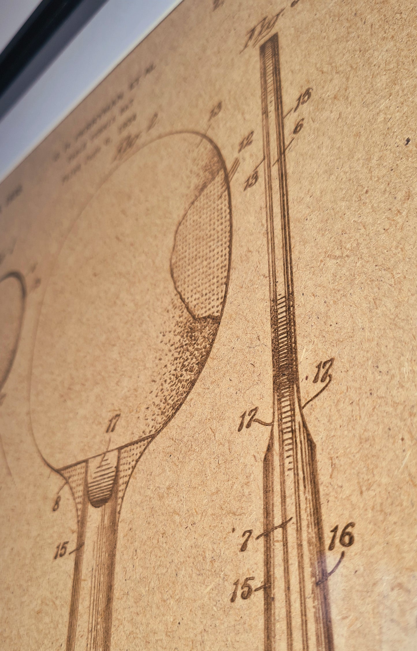 Laser Engraved Decorative Frame - Official Ping Pong Paddle Patent - Unique Decorative Gift for Living Room, Bedroom, and Dining Room