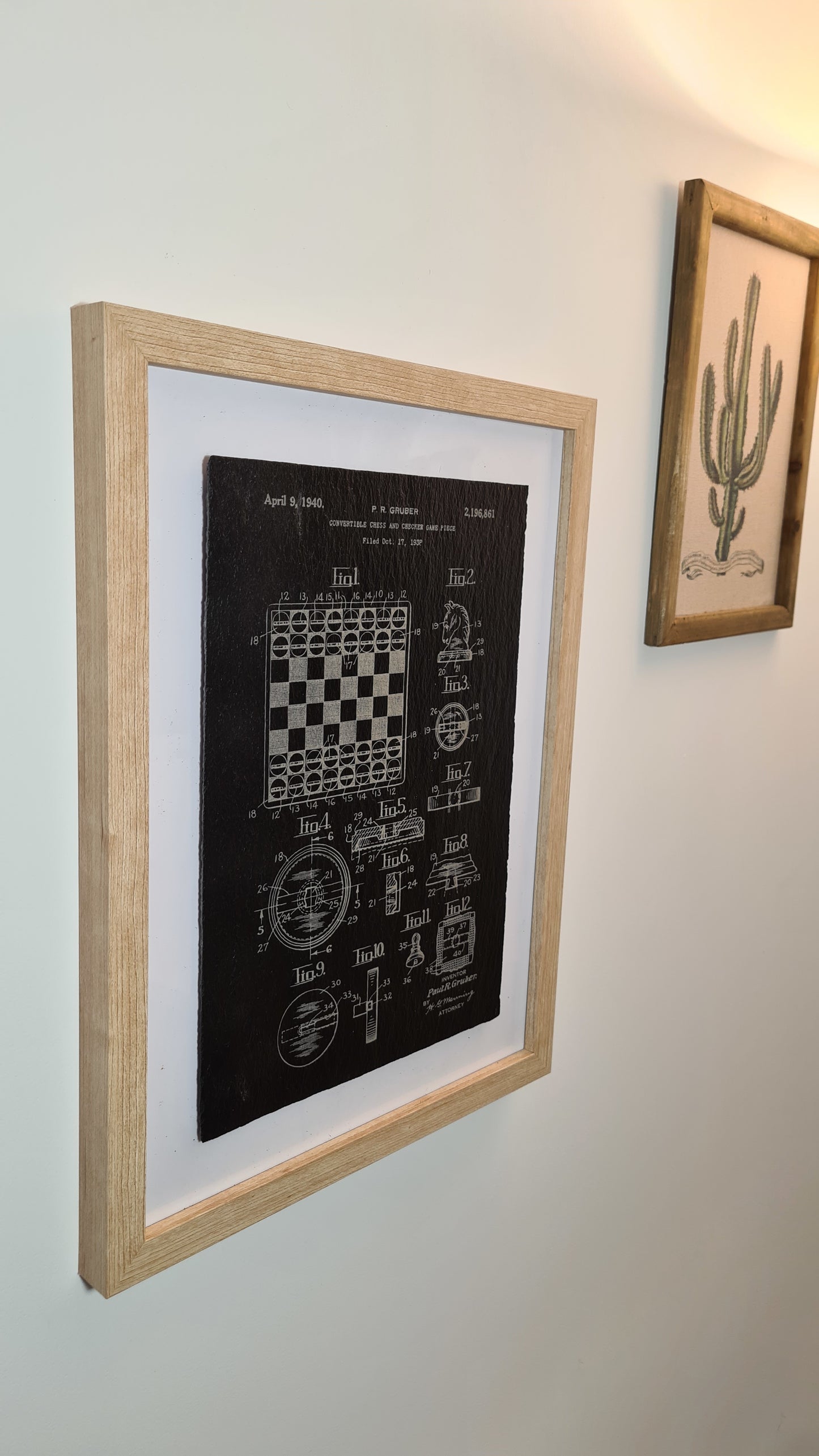 Decorative Frame - Official Chess Game Patent - Laser Engraved Slate - Unique Decorative Gift for Living Room, Bedroom, and Dining Room