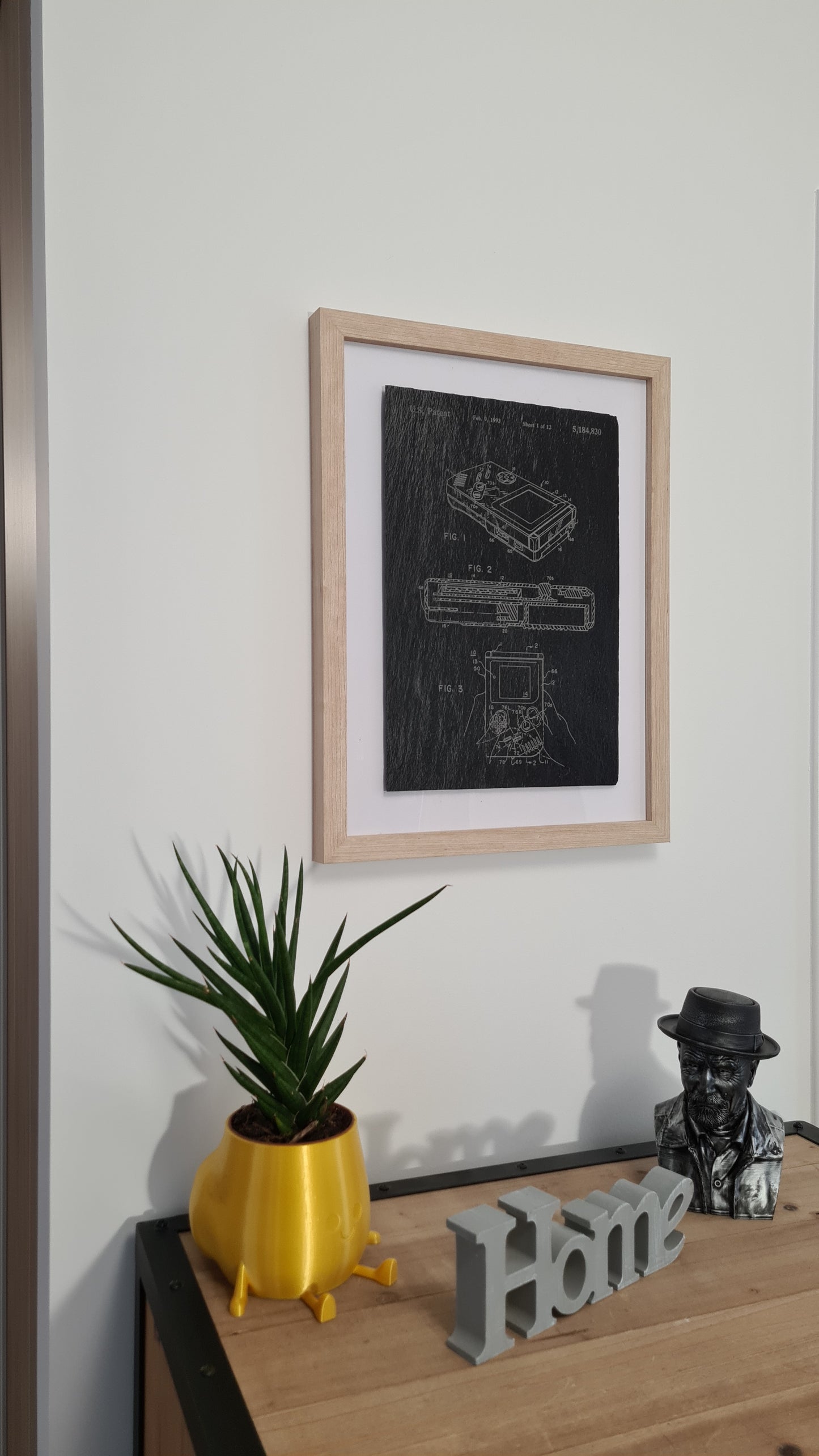 Nintendo Game Boy game console retro wall art - decorative patent framed wood engraving - Unique boyfriend gift for him