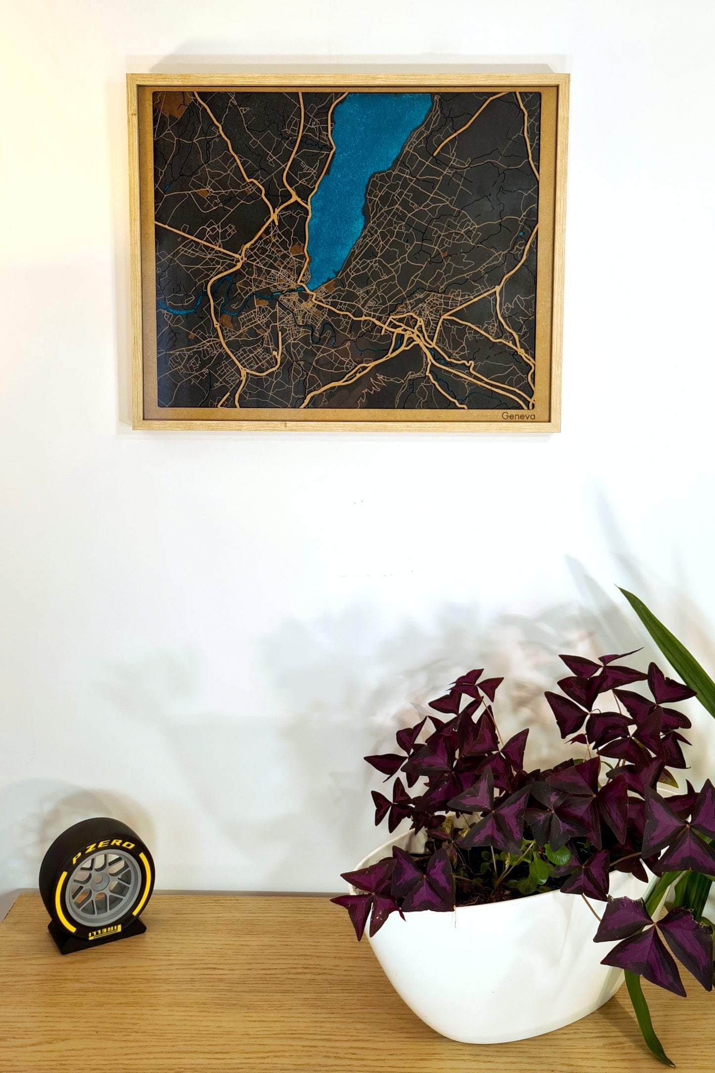 3D Wooden map of Geneva - Switzerland - 3D City map wall art, personalized gift - Customizable for parents anniversary gift for christmas