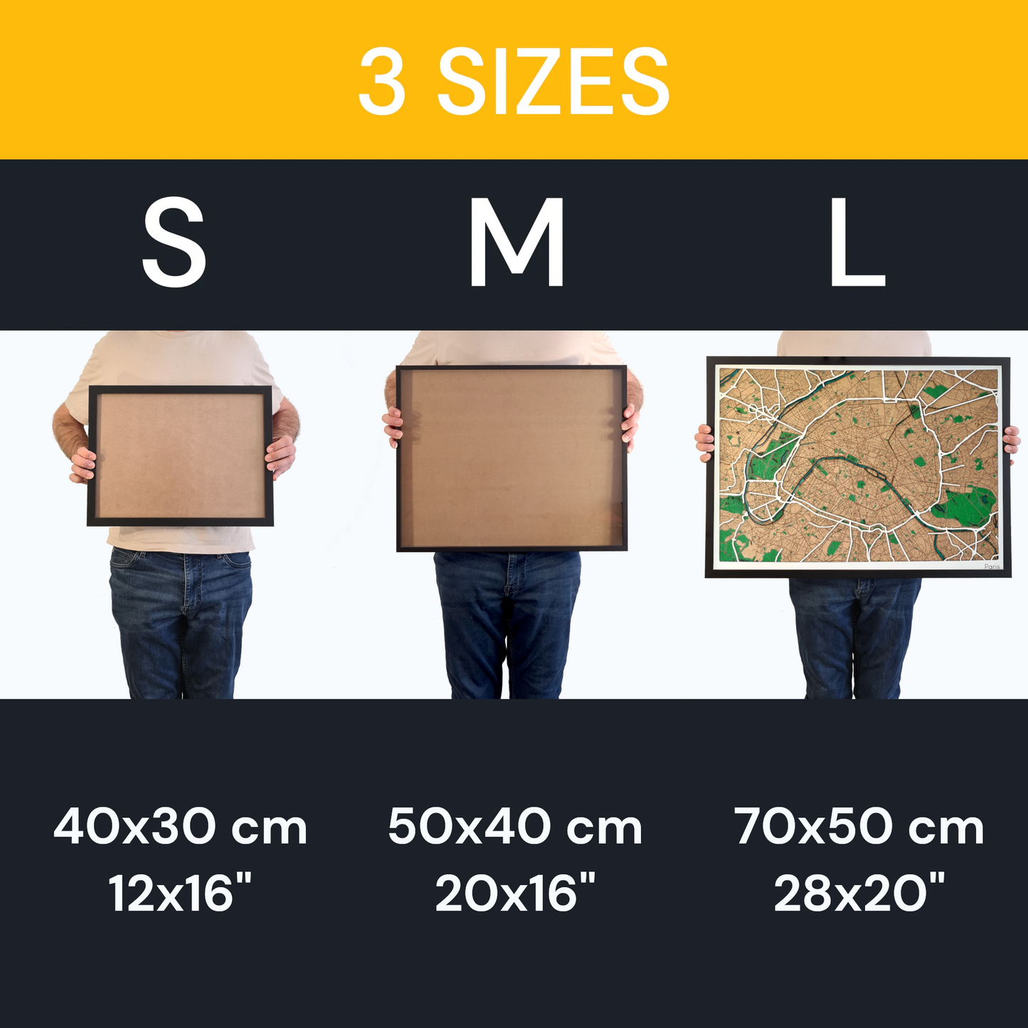 3D Wooden map of Paris in France - 3D City map wall art, personalized gift - Customizable for parents anniversary gift for christmas