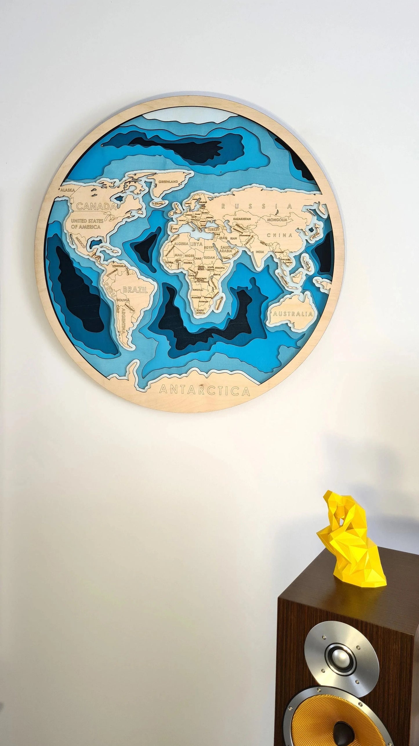 Hand-Painted 3D Topographic World Map - 3 sizes - YourLittleFactory