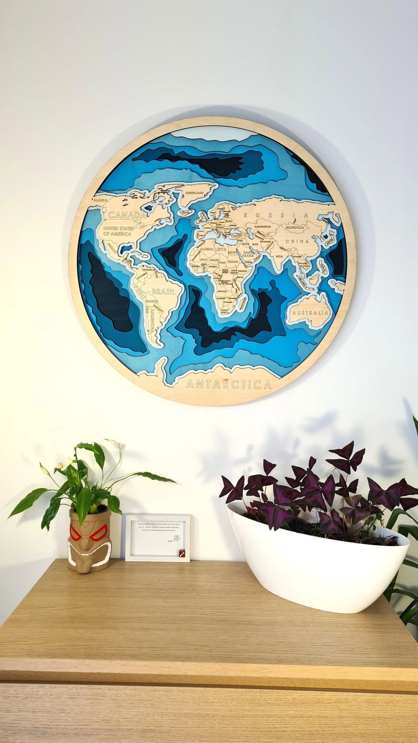 Hand-Painted 3D Topographic World Map - 3 sizes - YourLittleFactory