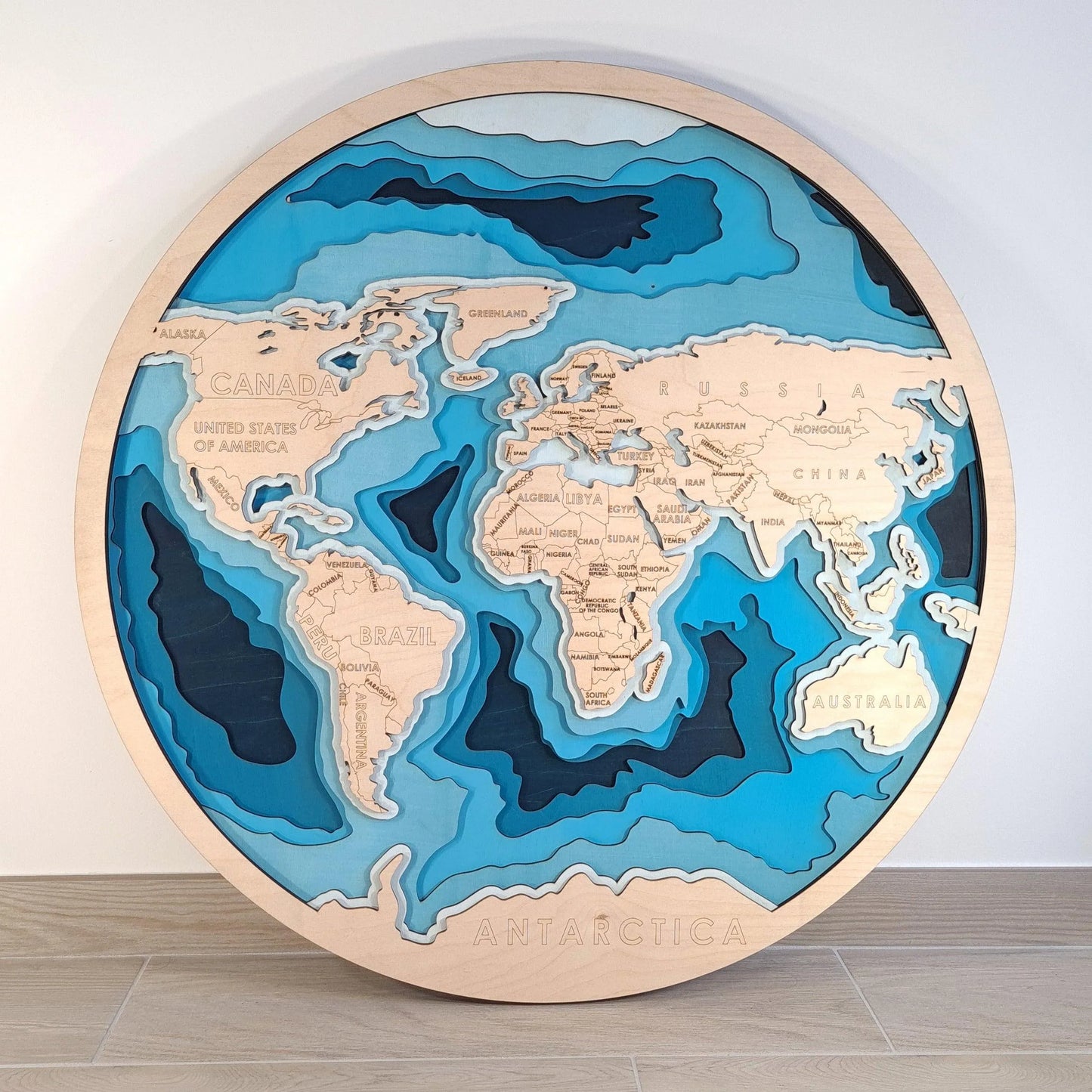 Hand-Painted 3D Topographic World Map - 3 sizes - YourLittleFactory