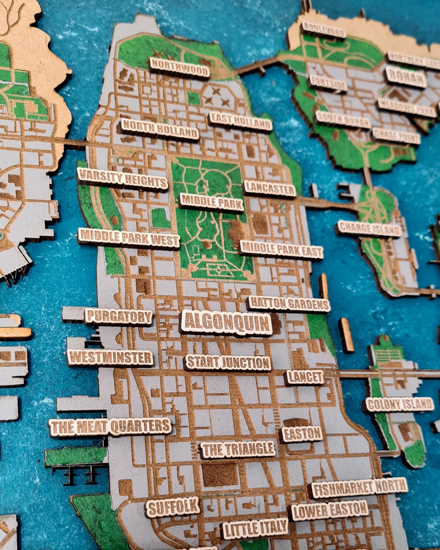 High Detail GTA IV Liberty City 3D wall map - multicolor