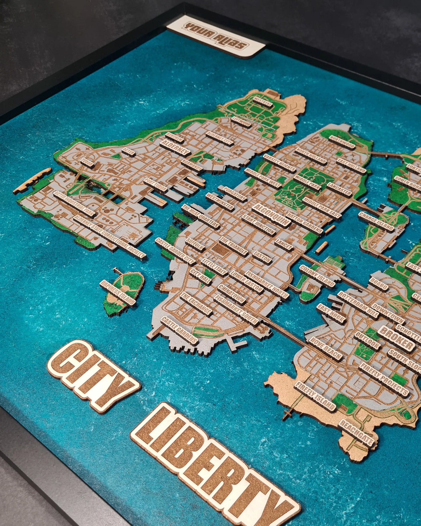 High Detail GTA IV Liberty City 3D wall map - multicolor