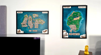 High Detail GTA IV Liberty City 3D wall map - multicolor