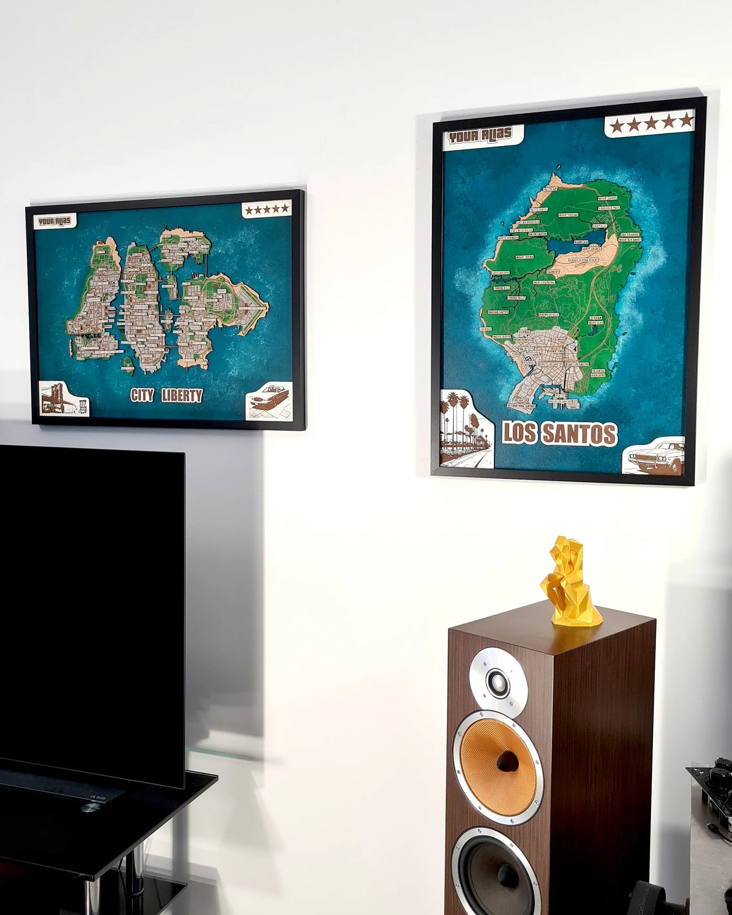 High Detail GTA IV Liberty City 3D wall map - multicolor