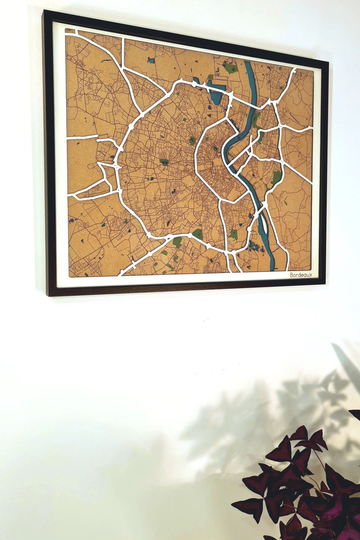 Hand-Painted 3D wall map with pins - Bordeaux - France