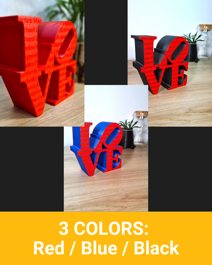 Customizable Love Sculpture - BLACK - Family and friends names