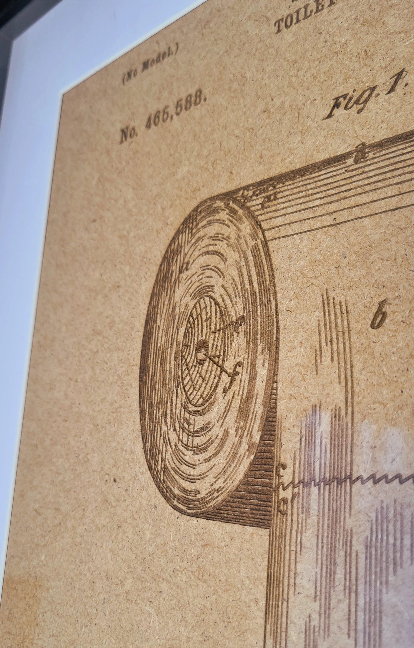 Official toilet paper roll patent - Laser engraved wood - YourLittleFactory