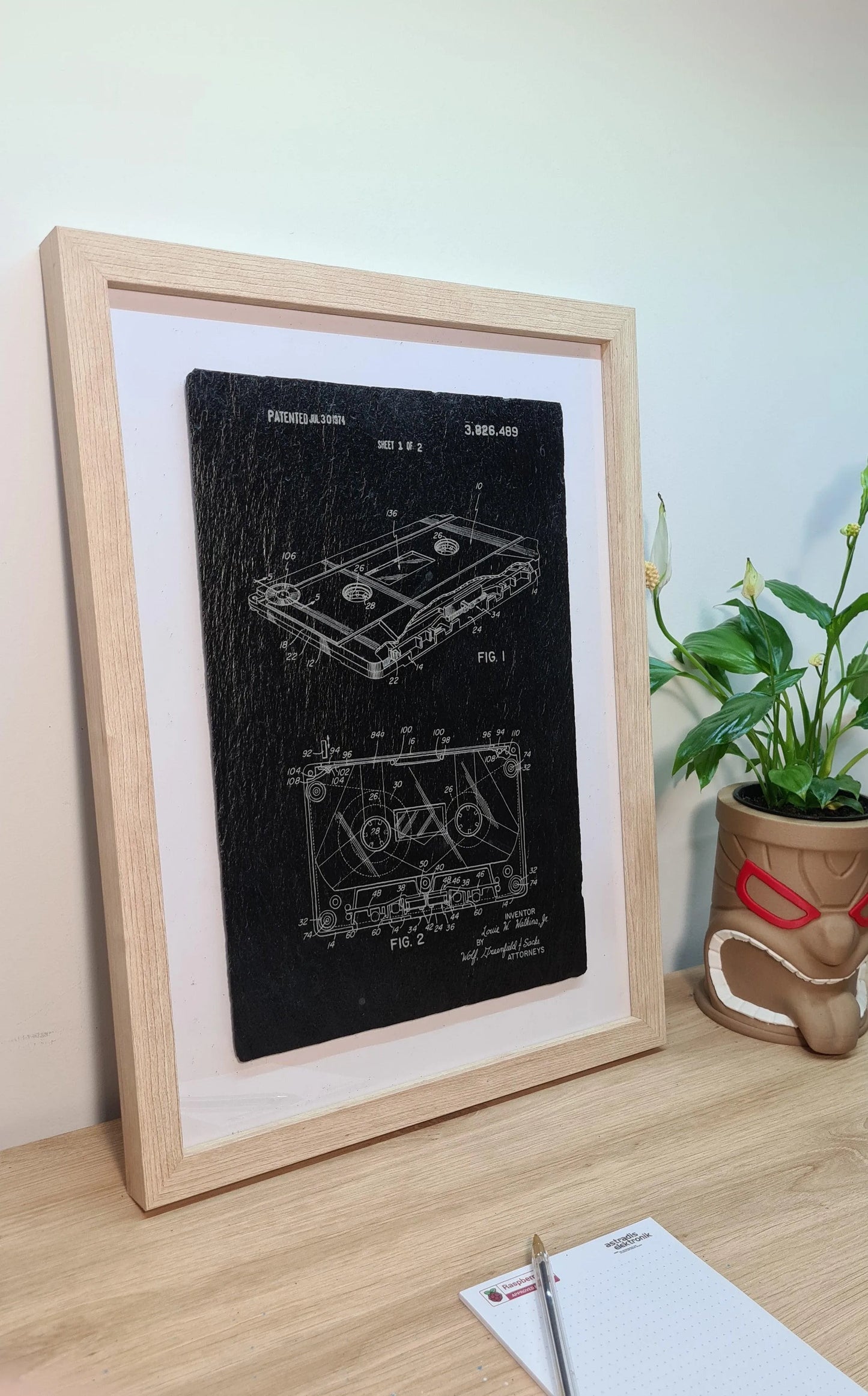 Official audio cassette patent - Laser engraved slate - YourLittleFactory