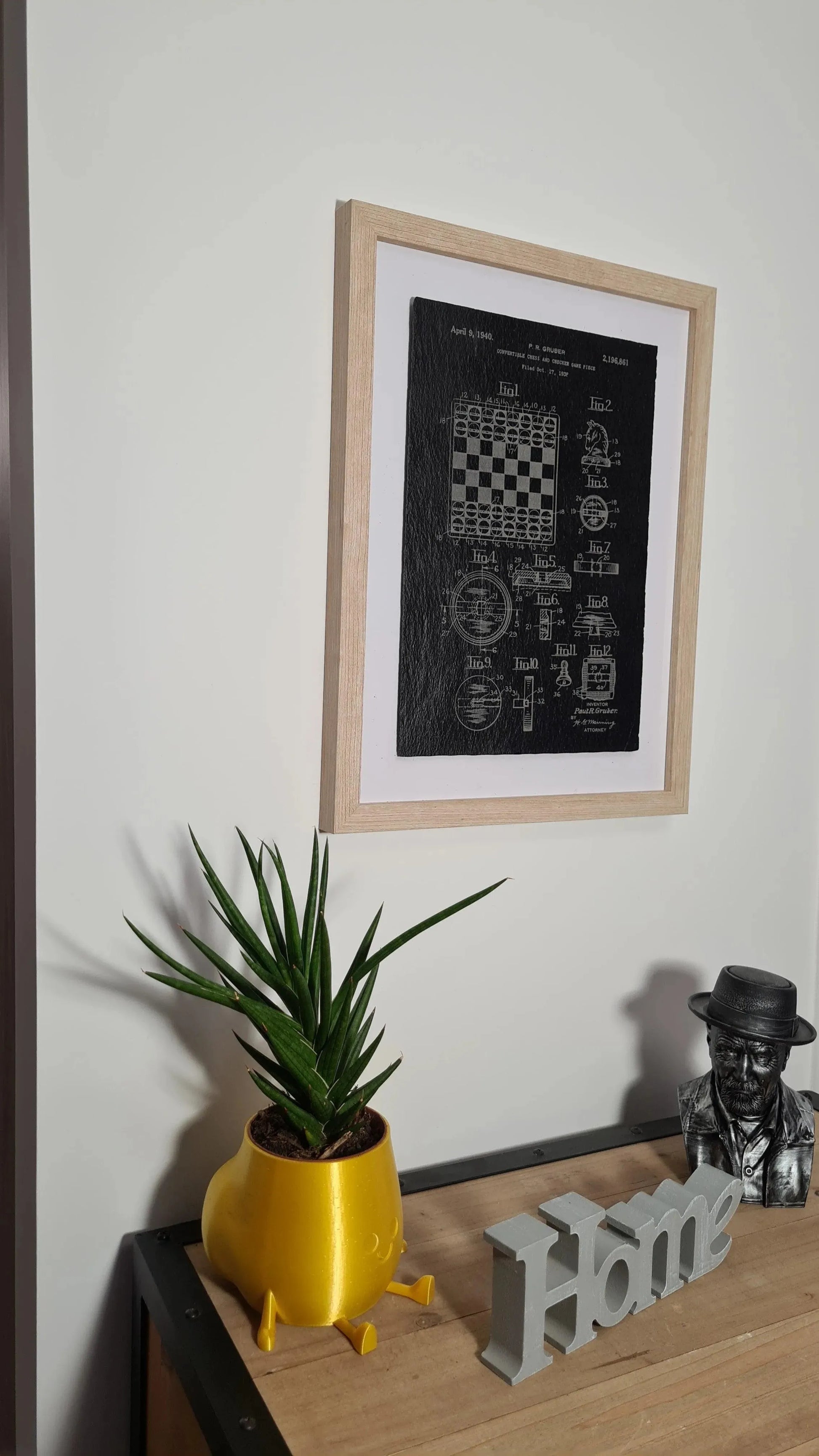 Official chess game patent - Laser engraved slate - YourLittleFactory