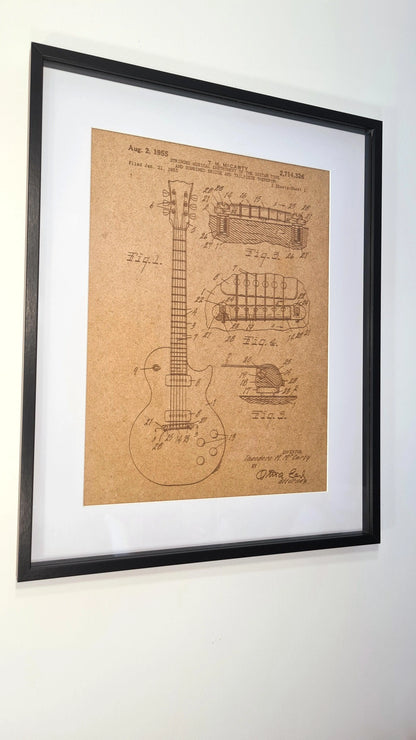 Official Gibson electric guitar patent - Laser engraved wood - YourLittleFactory