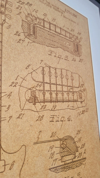 Official Gibson electric guitar patent - Laser engraved wood - YourLittleFactory