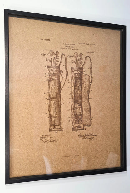 Official golf bag patent - Laser engraved wood - YourLittleFactory