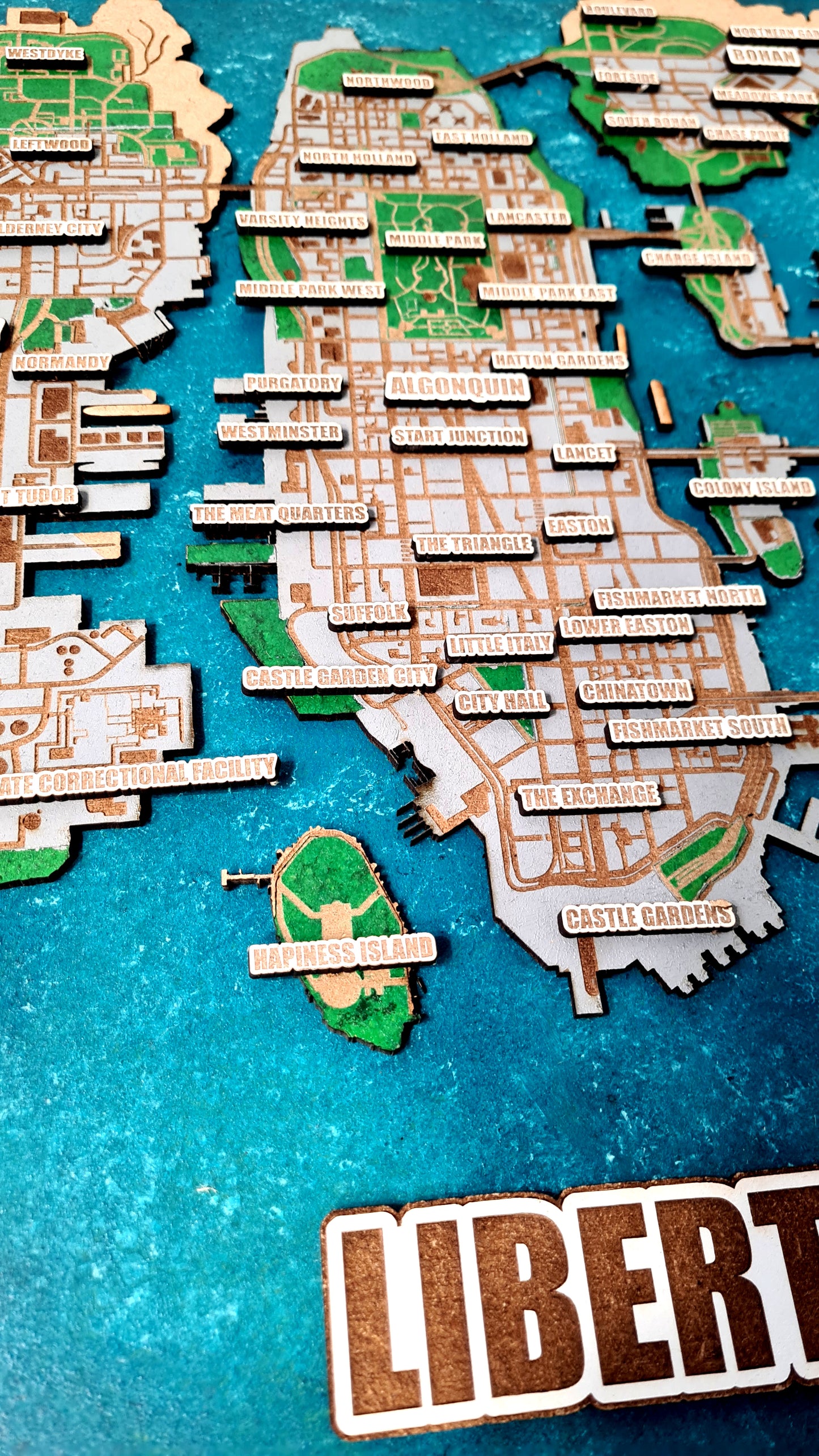 GTA IV framed city map wall art living room - video game gifts