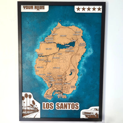 High Detail Los Santos 3D wall map - monochrome