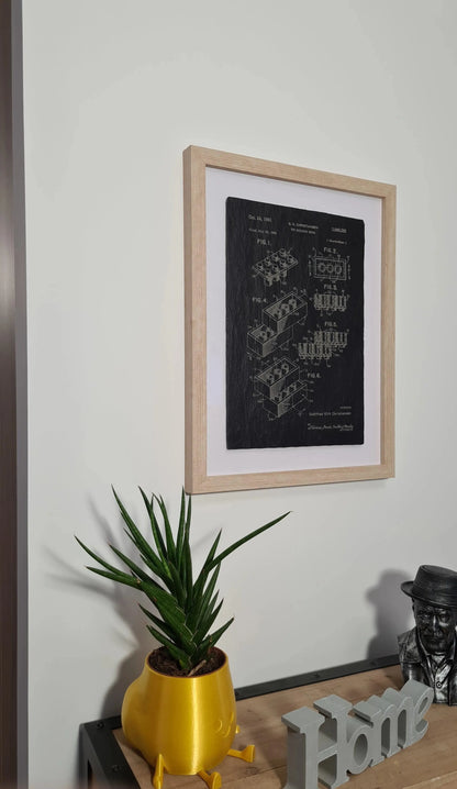 Official Lego brick patent - Laser engraved decorative slate - YourLittleFactory