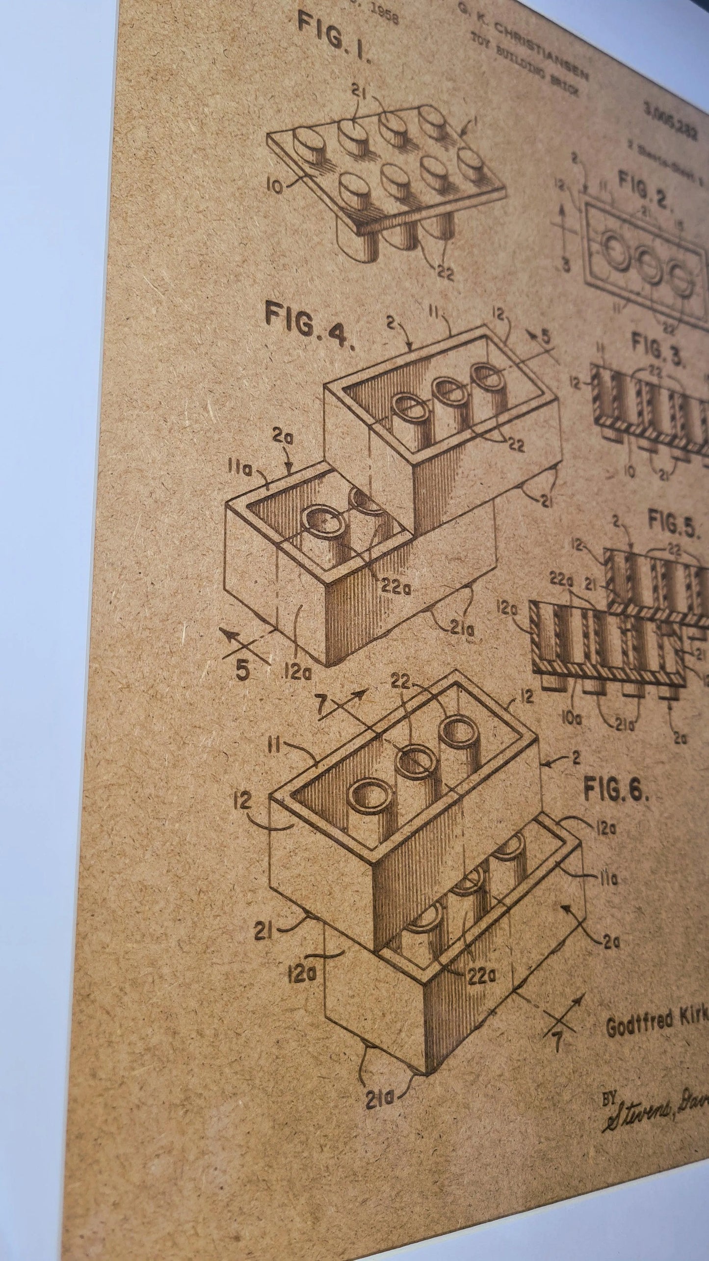 Official Lego brick patent - Laser engraved wood - YourLittleFactory