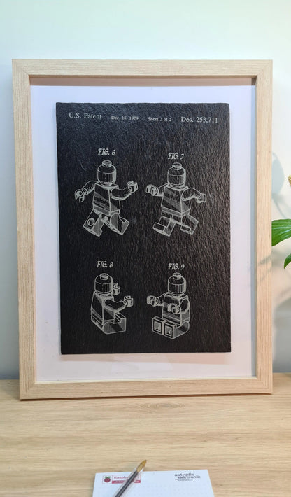 Official Lego figurine patent - Laser engraved slate - YourLittleFactory