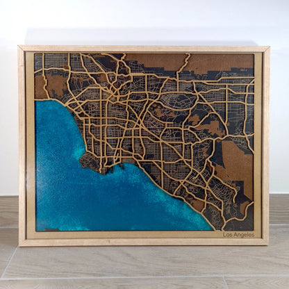 Hand-Painted 3D wall map with pins - Los Angeles - USA