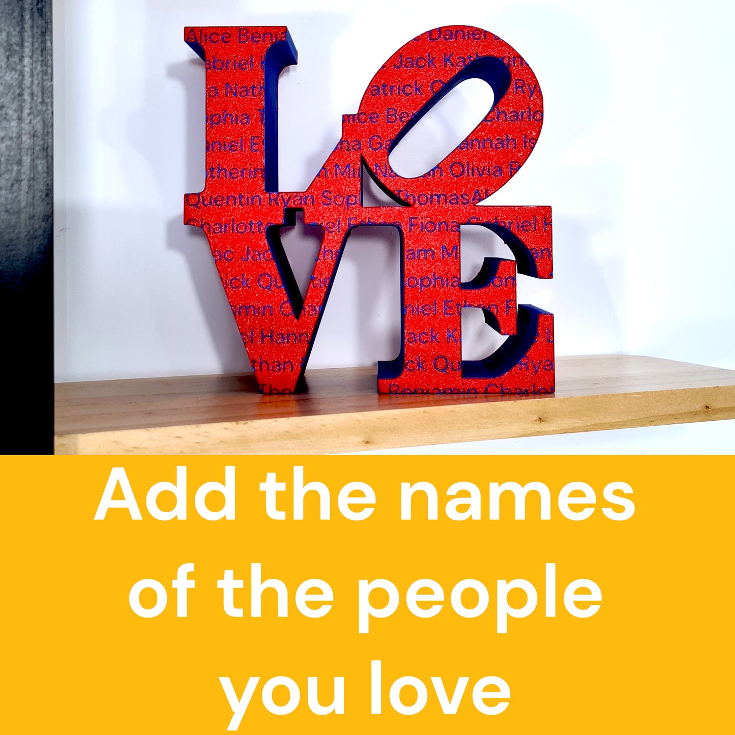 Customizable Love Sculpture - RED - Family and friends names
