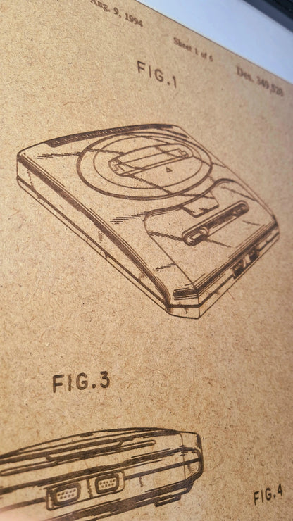 Official Megadrive (Genesis) patent - Laser engraved wood - YourLittleFactory