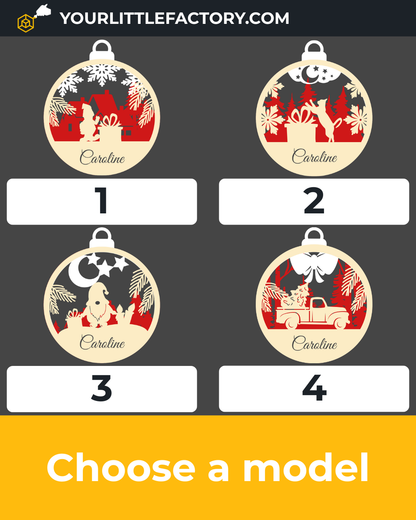 Customizable Christmas Tree Ornaments – Laser Engraved & Hand-Painted, Add Any Family Name, Festive Designs Include Santa, Snowman, Cats and More