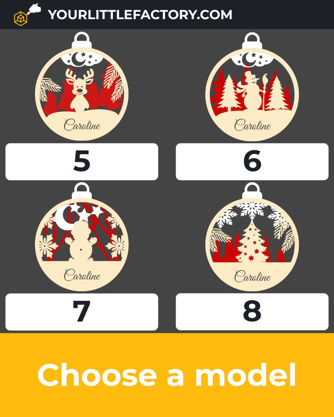 Customizable Christmas Tree Ornaments – Laser Engraved & Hand-Painted, Add Any Family Name, Festive Designs Include Santa, Snowman, Cats and More