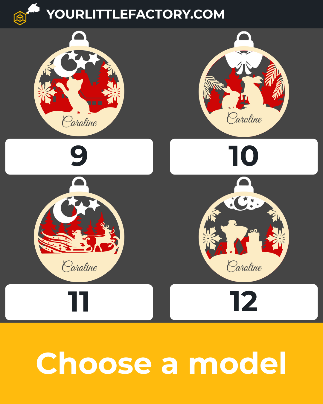 Customizable Christmas Tree Ornaments – Laser Engraved & Hand-Painted, Add Any Family Name, Festive Designs Include Santa, Snowman, Cats and More