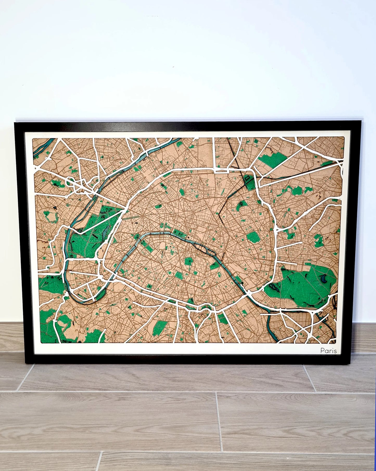 Hand-Painted 3D wall map with pins - Paris - France