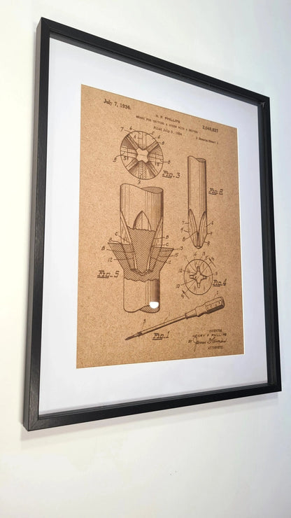 Official patent for the Phillips screwdriver - Laser engraved wood - YourLittleFactory