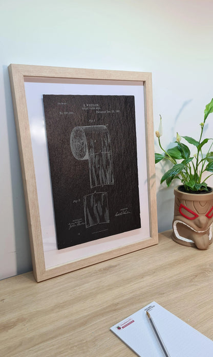 Official toilet paper roll patent - Laser engraved slate - YourLittleFactory