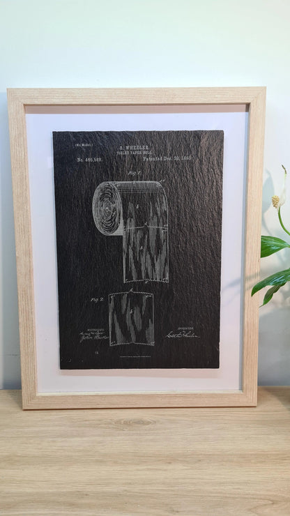 Official toilet paper roll patent - Laser engraved slate - YourLittleFactory