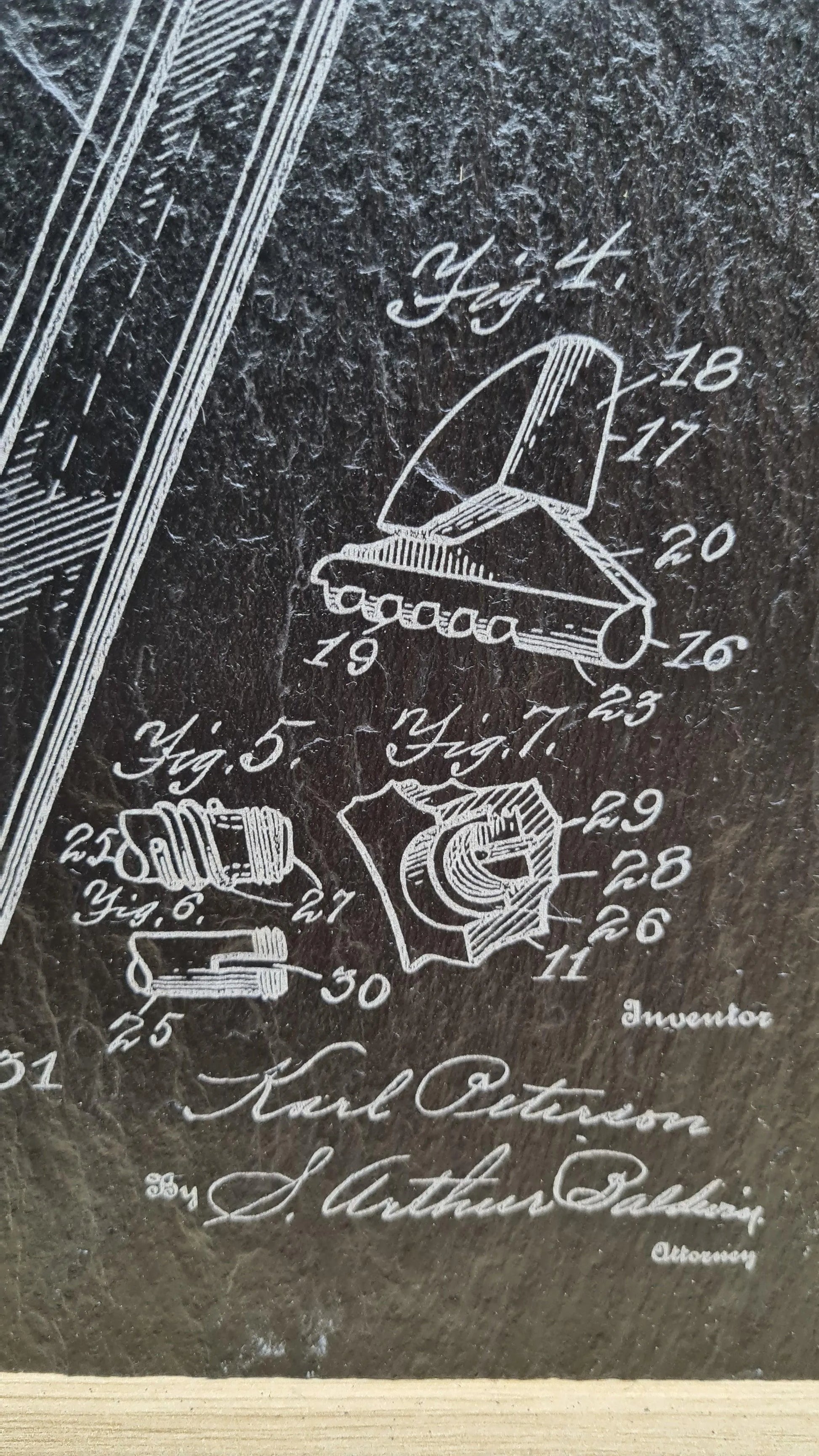 Official wrench patent - Laser engraved slate - YourLittleFactory